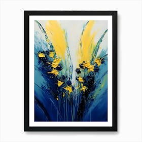 Yellow And Blue Abstract Painting Art Print