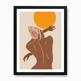 Girl With Bun 2 Backview Tan Blonde Art Print