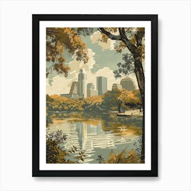 Duotone Illustration Zilker Metropolitan Park Austin Texas 4 Art Print