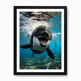 Realistic Photography Of Baby Orca Whale Smiling 3 Art Print