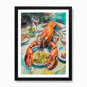 Kitsch Lobster Banquet Painting 2 Art Print