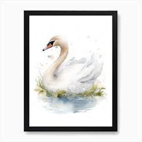 Baby Swan Watercolour Nursery 2 Art Print