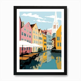 Trondheim, Norway, Flat Pastels Tones Illustration 1 Art Print