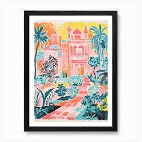 Palace De Queluz Gardens Abstract Riso Style 2 Art Print