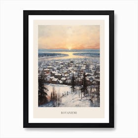 Vintage Winter Painting Poster Rovaniemi Finland Art Print