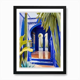 Jardin Majorelle Morocco Modern Blue Illustration Watercolor Clear Art Print