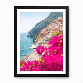 Pink Positano Amalfi Coast Art Print