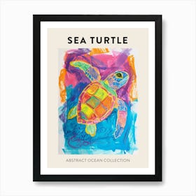 Abstract Sea Turtle Crayon Doodle Poster 1 Art Print