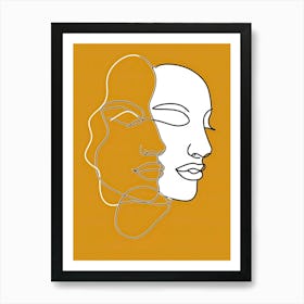 Simplicity Lines Woman Abstract In Yellow 6 Art Print