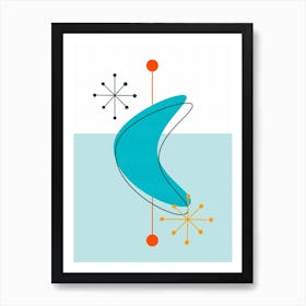 Retro Mid Century Atomic Space Age 22 Blue Art Print