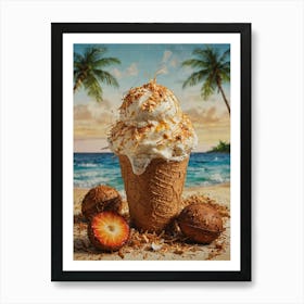 Ice Cream Cone On The Beach 8 Art Print