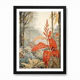 Vintage Jungle Botanical Illustration Heliconia 2 Art Print