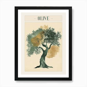 Olive Tree Minimal Japandi Illustration 1 Poster Art Print