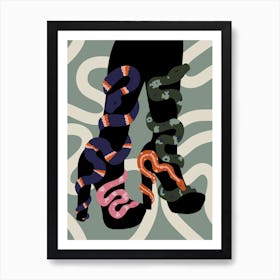 Snake Charmer Black Art Print