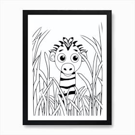 Line Art Jungle Animal Zebra 4 Art Print