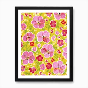 Pansy Floral Print Retro Pattern Flower Art Print