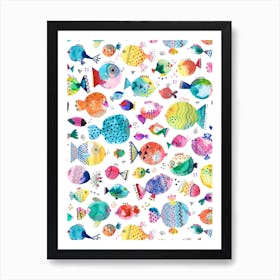 Cute Puffer Fishes Watercolor Multi Póster