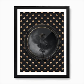 Shadowy Vintage Autumn Onion Botanical in Black and Gold n.0039 Art Print