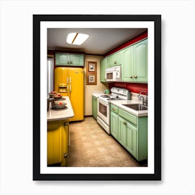 Kitchen With Yellow And Green Appliances Art Print