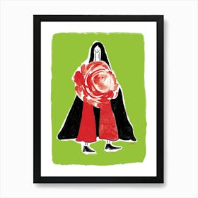 Woman With A Rose - Fashion Artwork Art Print