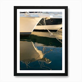 Yachts and their reflection in the marina Art Print