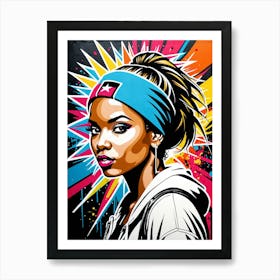 Graffiti Mural Of Beautiful Hip Hop Girl 4 Art Print