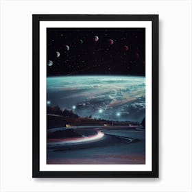 24 Hour Race In Space Phase Moon Art Print
