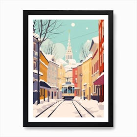 Vintage Winter Travel Illustration Helsinki Finland 4 Art Print