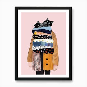 Black Cats In A Coat Art Print