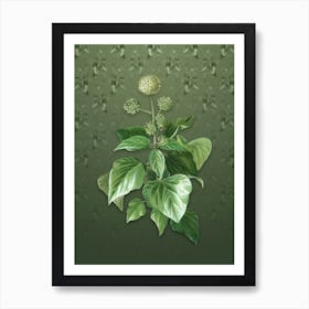 Vintage Common Ivy Botanical on Lunar Green Pattern n.1060 Art Print