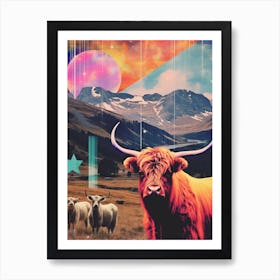 Highland Cattle Space Collage 3 Art Print