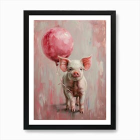 Cute Pig 2 With Balloon Art Print