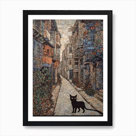 Painting Of Havana With A Cat In The Style Of William Morris 4 Art Print