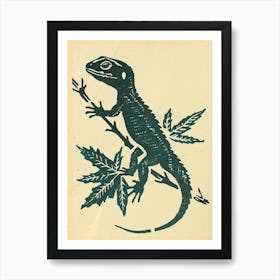 Lizard In The Leaves Bold Block 3 Art Print