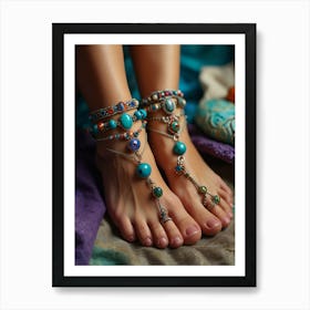 Women's legs with jewelry Art Print