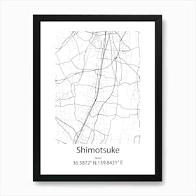 Shimotsuke,Japan Minimalist Map Poster