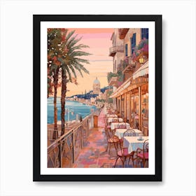 Cannes France 8 Vintage Pink Travel Illustration Art Print