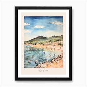 Swimming In Corsica France 3 Watercolour Poster Art Print
