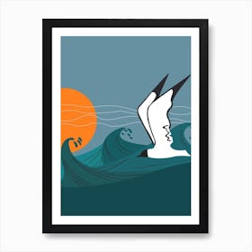 Seagull Flying Over The Ocean 1 Art Print