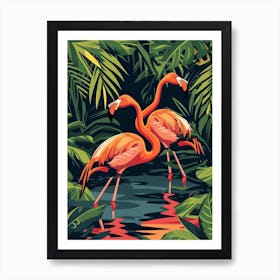 Greater Flamingo Las Coloradas Mexico Tropical Illustration 3 Art Print