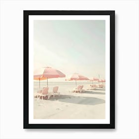 Pink Umbrellas On The Beach 4 Art Print