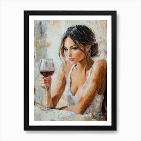 Woman With A Glass Of Wine Art Print