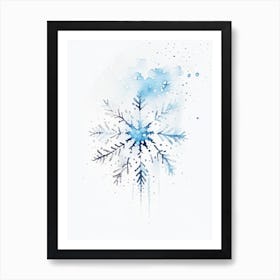 Winter, Snowflakes, Minimalist Watercolour 3 Art Print