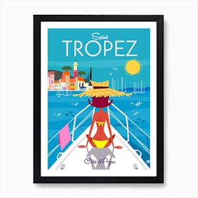 Saint Tropez Poster Blue Art Print