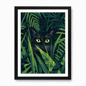 Black Cat In The Jungle Art Print