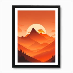 Misty Mountains Vertical Composition In Orange Tone 49 Art Print