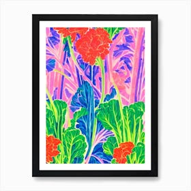 Chinese Broccoli Risograph Retro Poster vegetable Art Print