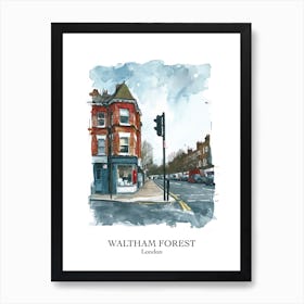Waltham Forest London Borough   Street Watercolour 4 Poster Art Print