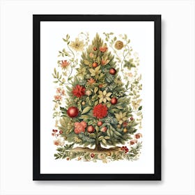 William Morris Style Christmas Tree 7 Art Print