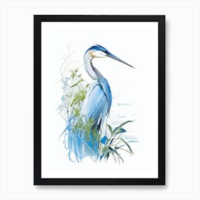 Blue Heron In Garden Impressionistic 5 Art Print